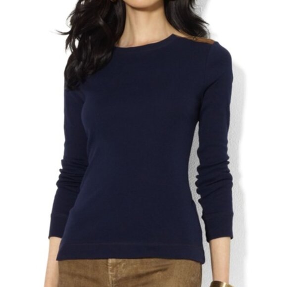 Ralph Lauren Long Sleeve Crew Neck With Suede Details - Picture 6 of 16